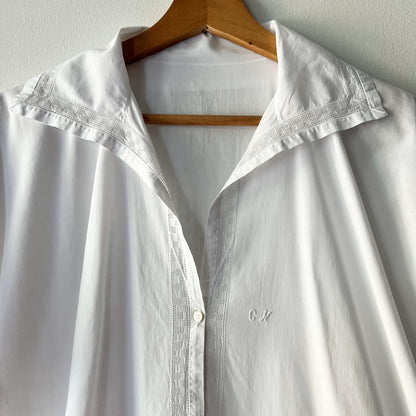 【Vintage】France - 1930s Open Collar Cotton Dress（CN）