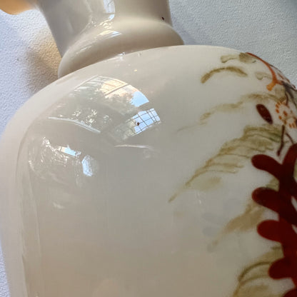 【Antique】France - 1880‐1920s Brown Milk Glass Angel Motif Vase