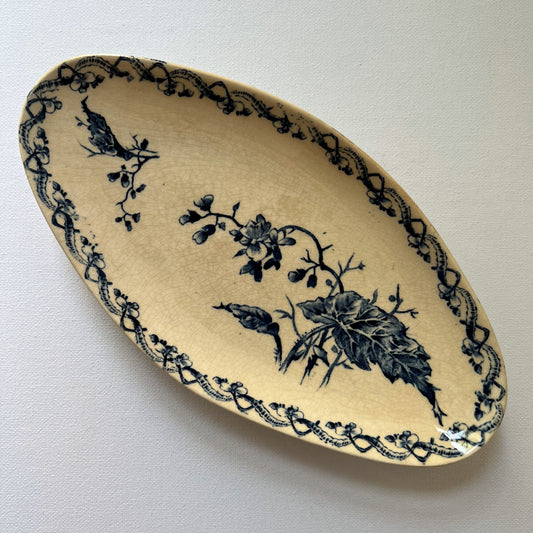 【Antique】France - Porcelaine Opaque De Gien 1880s Ravier Dish
