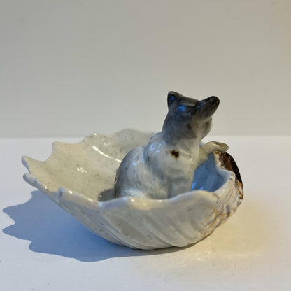 【Antique】France - 1830‐50s Pottery Cat Tray