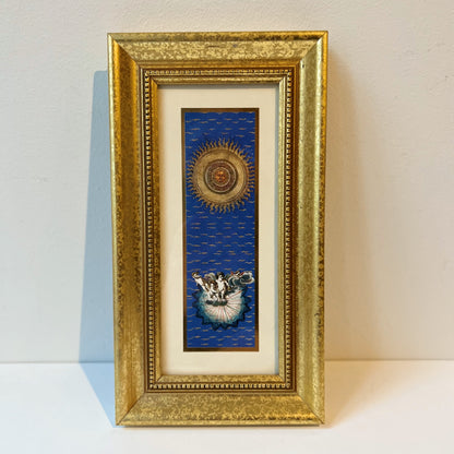 【Vintage】US - 1950‐70s Angel and Sun Picture with Frame