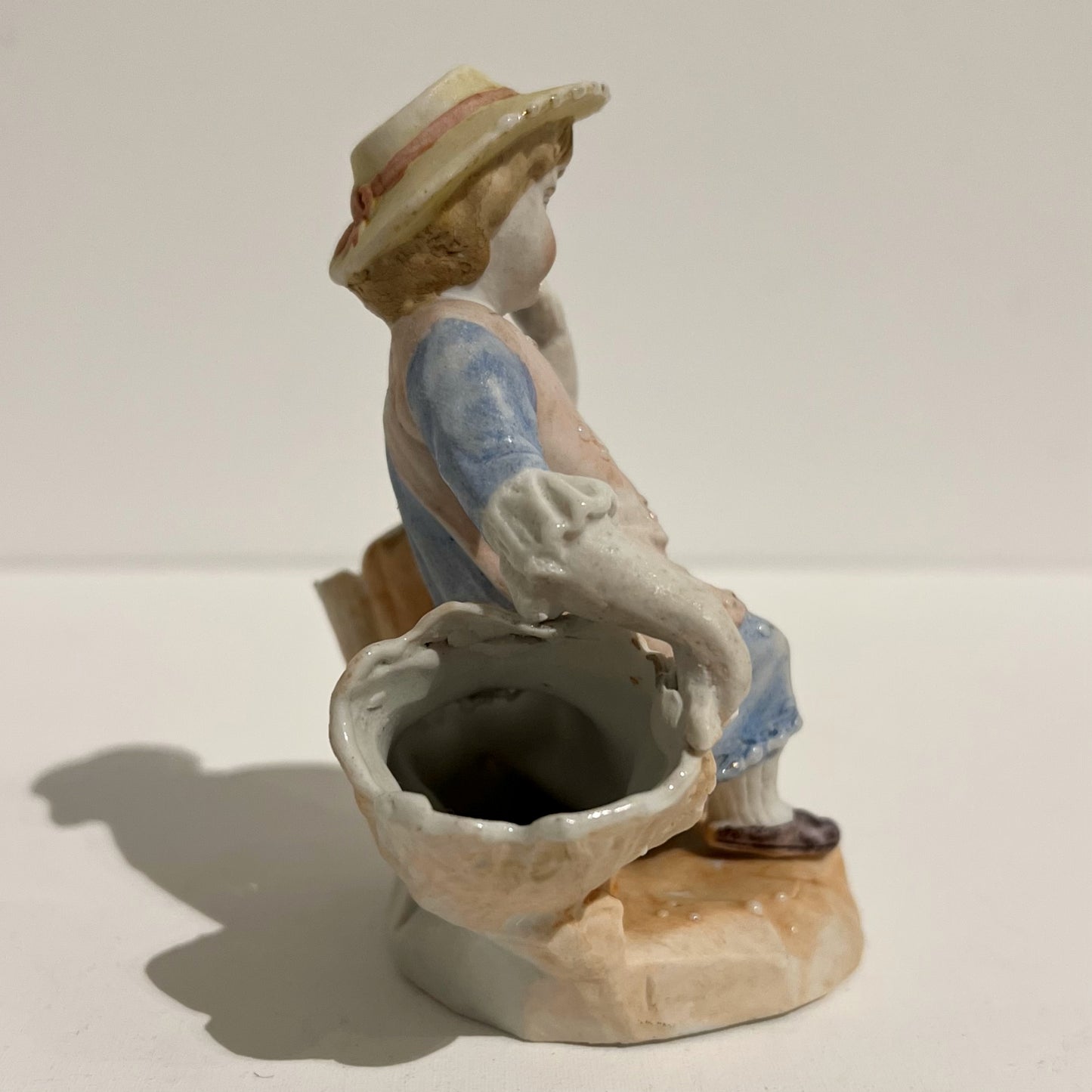 【Antique】Germany - 1900s Girl Biscuit Pottery Vase