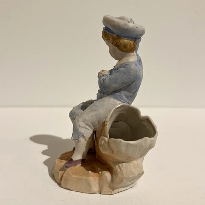 【Antique】Germany - 1900s Boy Biscuit Pottery Vase