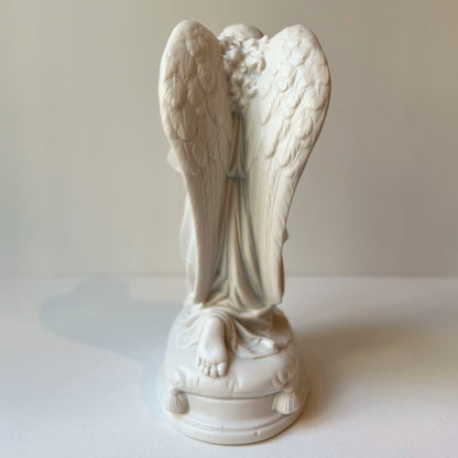【Vintage】France - 1930s Kneeling Angel Biscuit Porcelain Statue（23.5㎝）