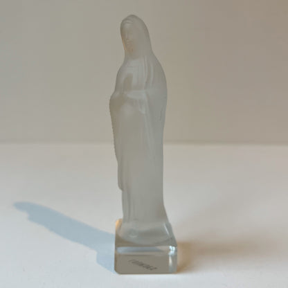 【Vintage】France - 1950s Our Lady of Lourdes Glass Statue