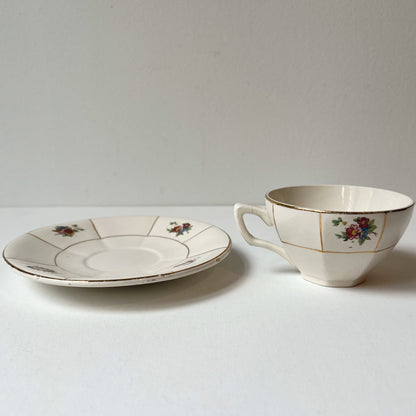 【Antique】France - 1880-1900s Digoin＆Sarreguemines Tea Cup Set（2 Cups ＋ 2 Plates）