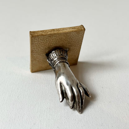 【Antique】France - 1900s Hand Motif Paper Clip（Leather Pedestal）