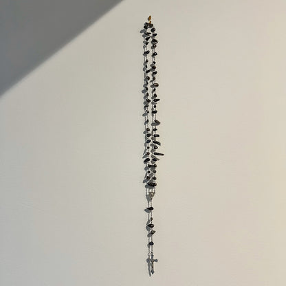 【Vintage】Italy - 1980s Black Baroque Pearl Rosary