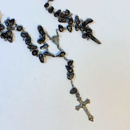 【Vintage】Italy - 1980s Black Baroque Pearl Rosary