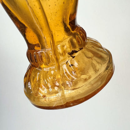 【Antique】France - 1900s Amber Glass Hand Motif Mini Vase