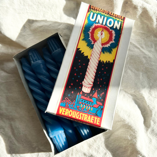 【Antique】Belgium - 1900‐30s Union Twisted Candles（Blue/One Box）