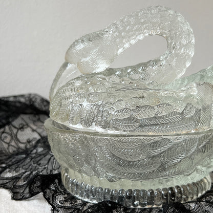 【Vintage】US - 1930s Crystal Glass Swan Pot《再入荷》