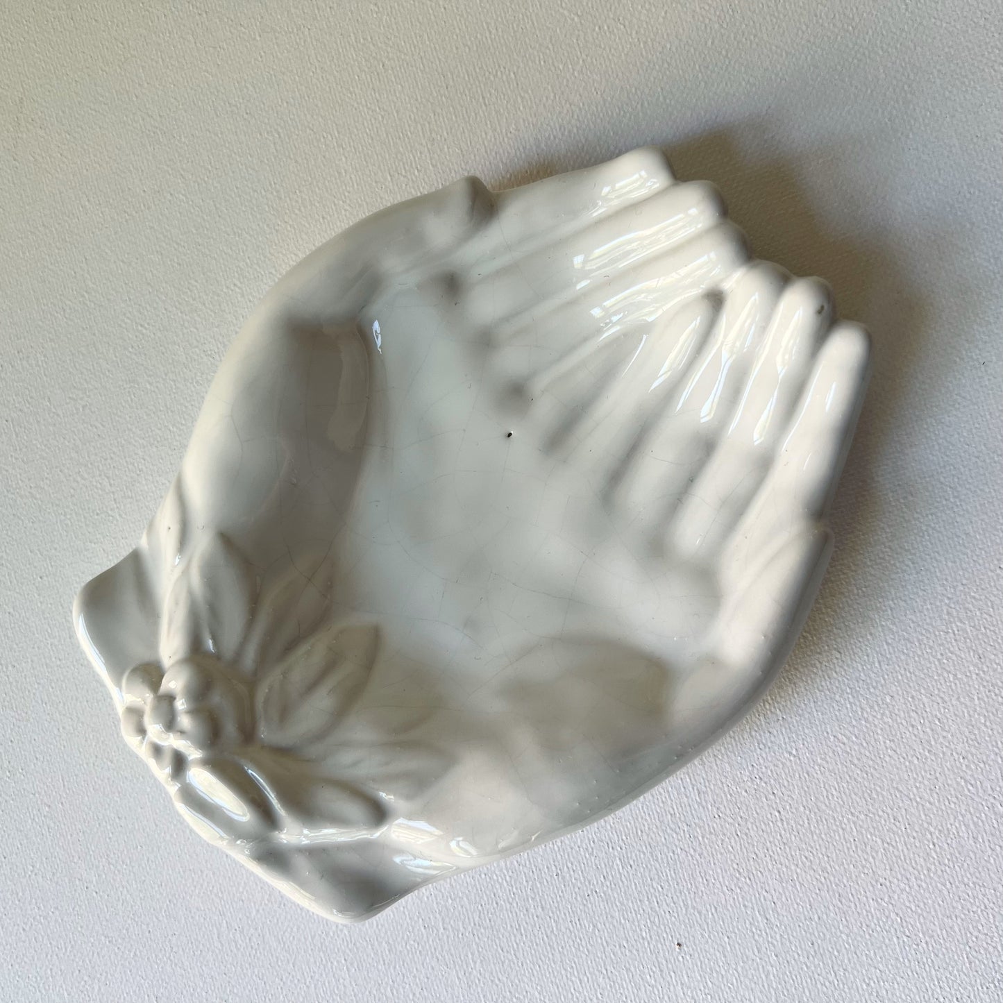 【Vintage】France 1950s white Pottery Hand Tray