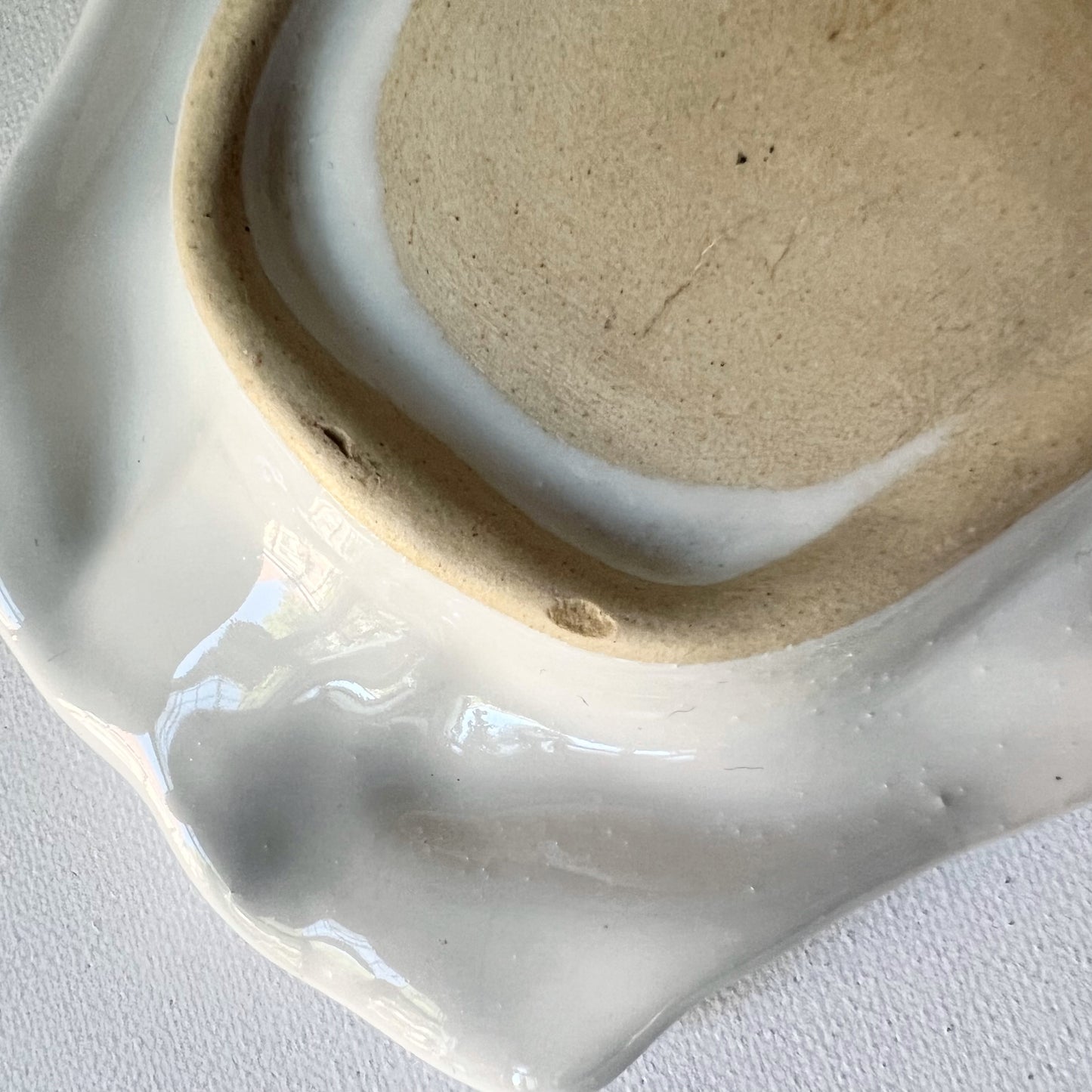 【Vintage】France 1950s white Pottery Hand Tray