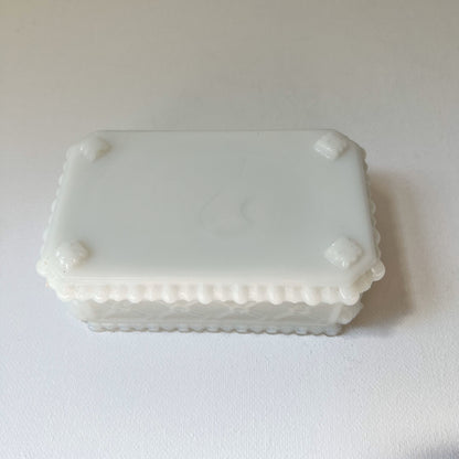 【Antique】France - 1907s White Milk Glass Box