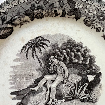 【Antique】France - P&H Choisy 1820‐30s "Paul et Virginie" Plate