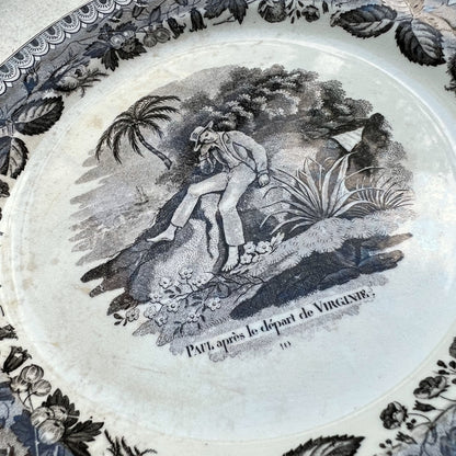 【Antique】France - P&H Choisy 1820‐30s "Paul et Virginie" Plate