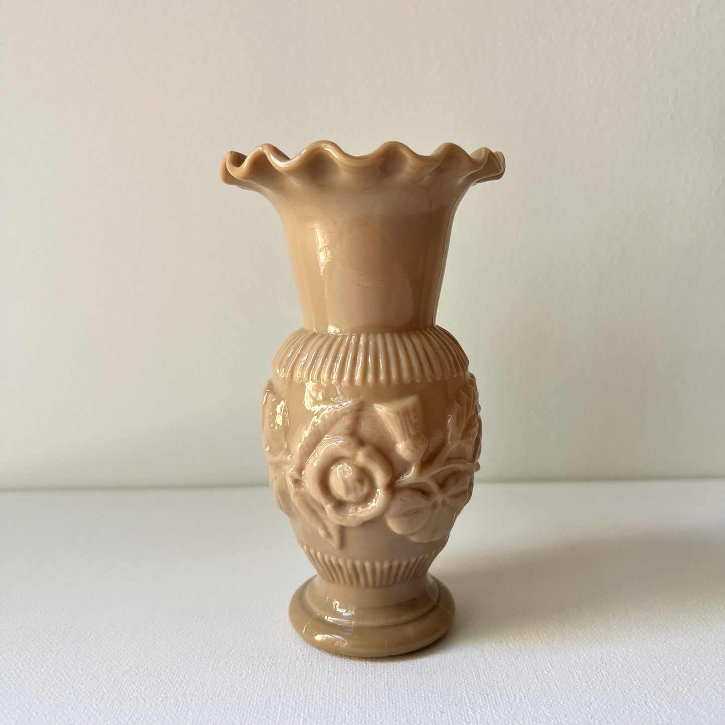 【Antique】France - 1890s Brown Milk Glass Vase