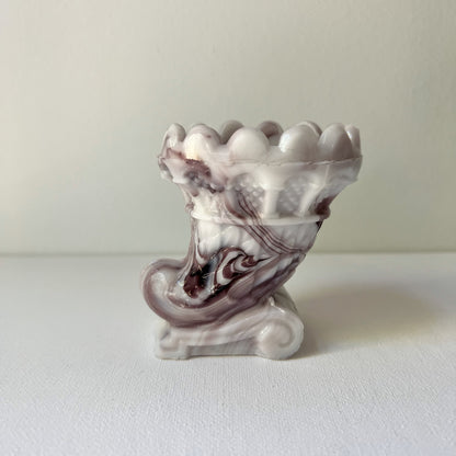 【Antique】France - 1880s Marble Milk Glass Match Holder