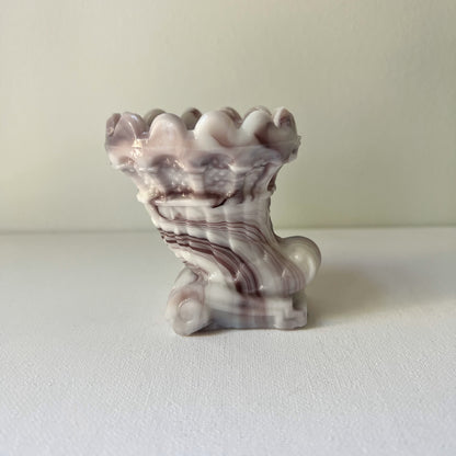 【Antique】France - 1880s Marble Milk Glass Match Holder