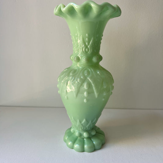 【Antique】France - 1891s Green Milk Glass Vierzon Vase（Restock）