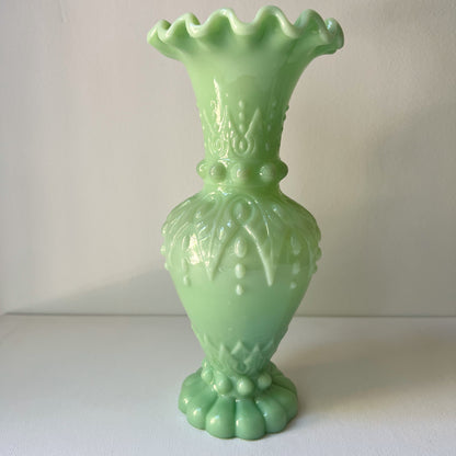 【Antique】France - 1891s Green Milk Glass Vierzon Vase（Restock）