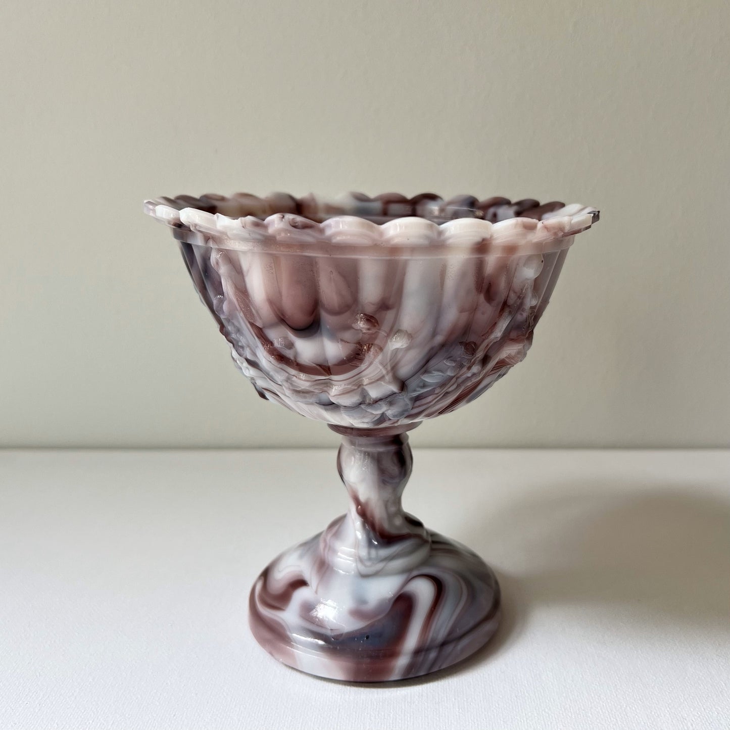 【Vintage】France - 1930s Marble Milk Glass Candy Dish