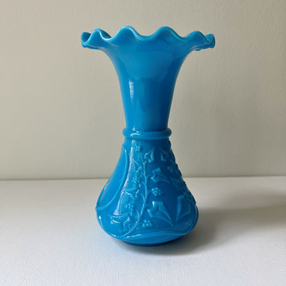 【Antique】France - 1900‐10s Blue Milk Glass Vase