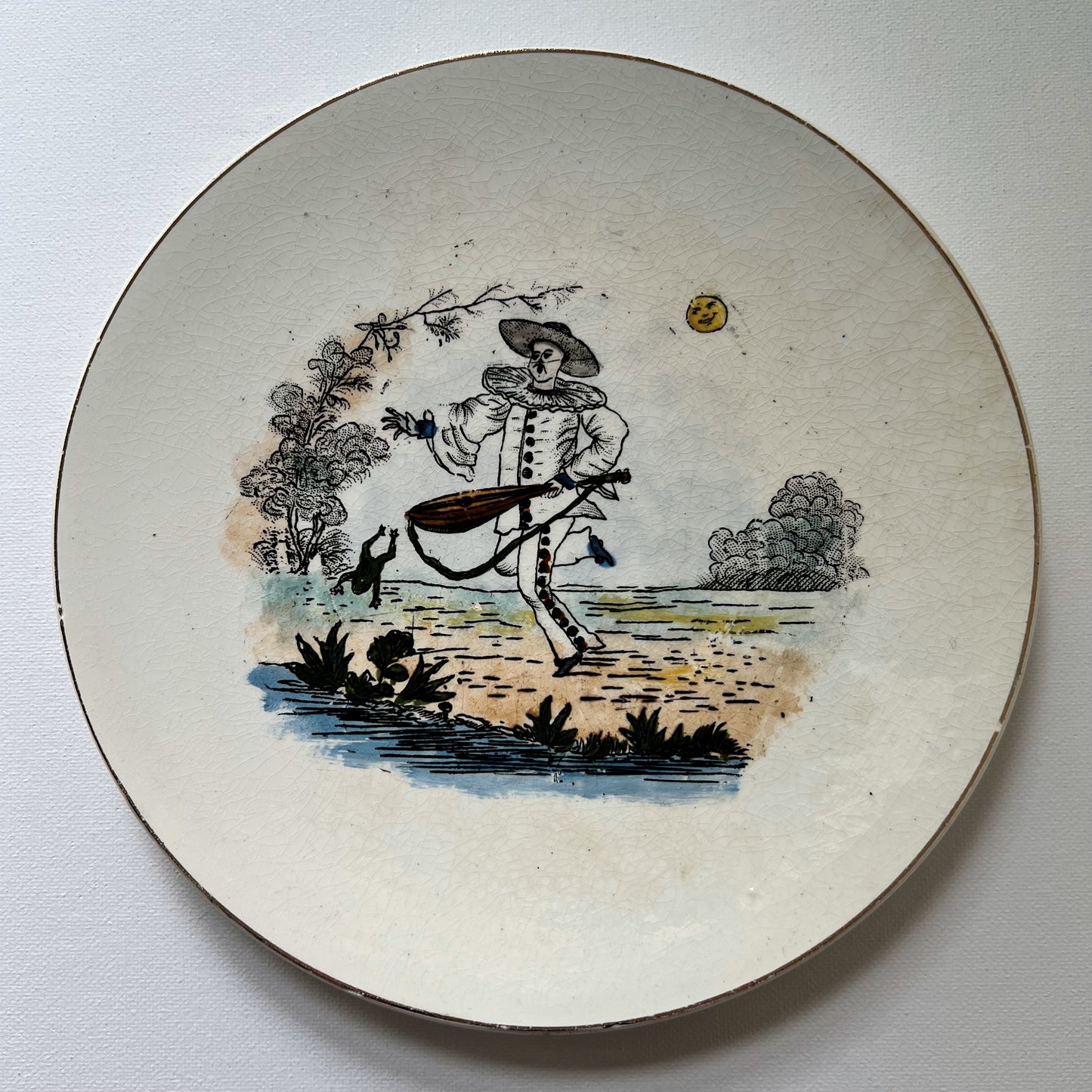 【Antique】1900s Clown and Frog Plate A