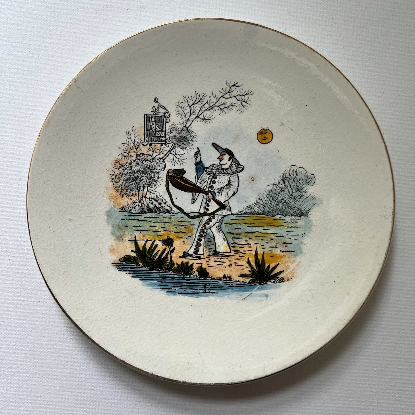 【Antique】1900s Clown and Frog Plate B