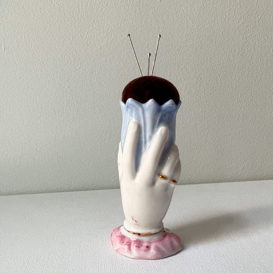 【Vintage】France - 1950s Pottery Tulip & Hand Pin-Cushion