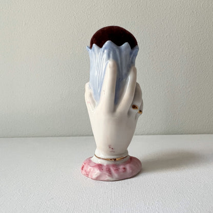 【Vintage】France - 1950s Pottery Tulip & Hand Pin-Cushion