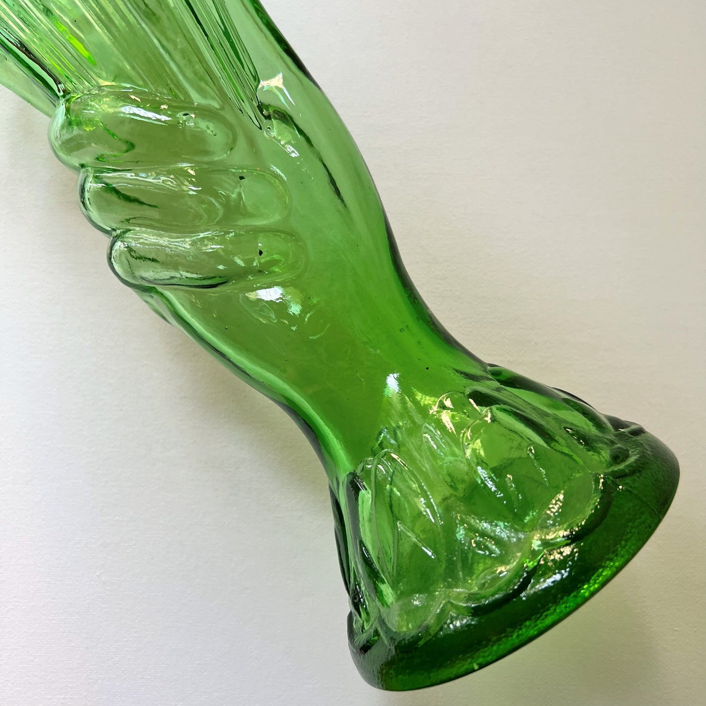 【Vintage】France - Legras 1930s Green Glass Hand Vase