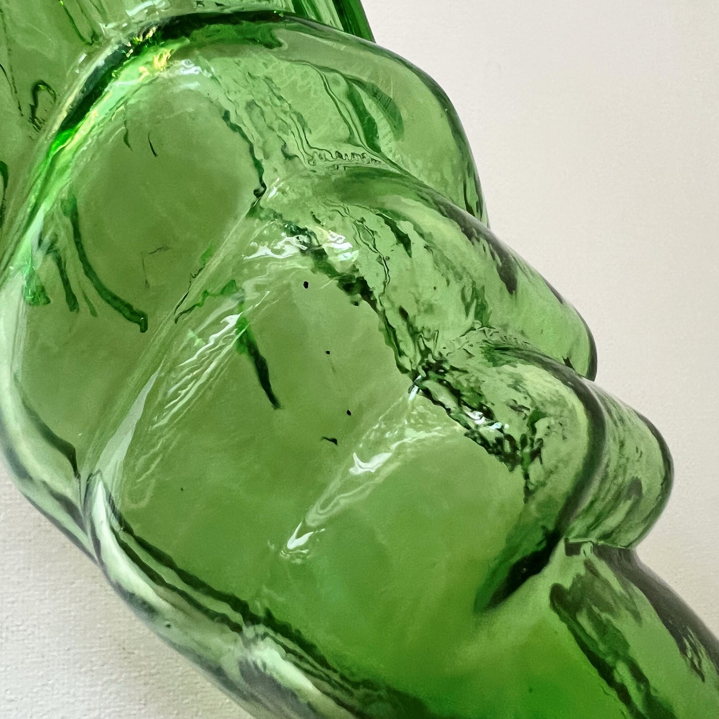 【Vintage】France - Legras 1930s Green Glass Hand Vase