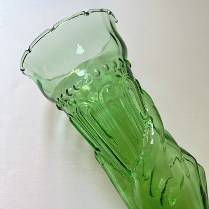 【Vintage】France - Legras 1930s Green Glass Hand Vase