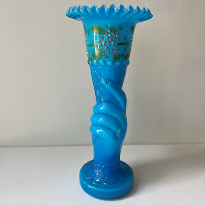 【Antique】1880s Blue Glass Hand Vase