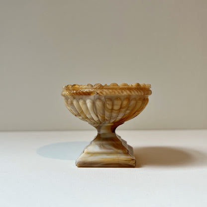 【Antique】France - 1930s Brown Marble Milk Glass Mini Size Candy Dish