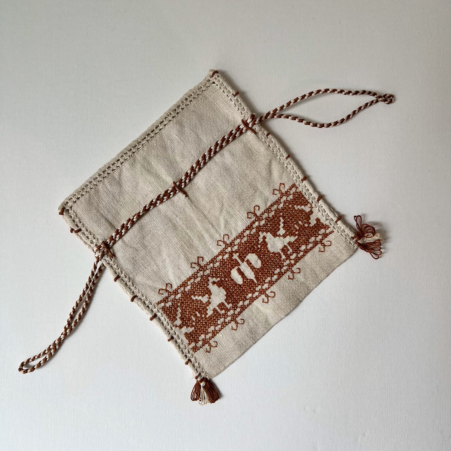 【Vintage】Netherlands - 1950-70s linen Drawstring Bag