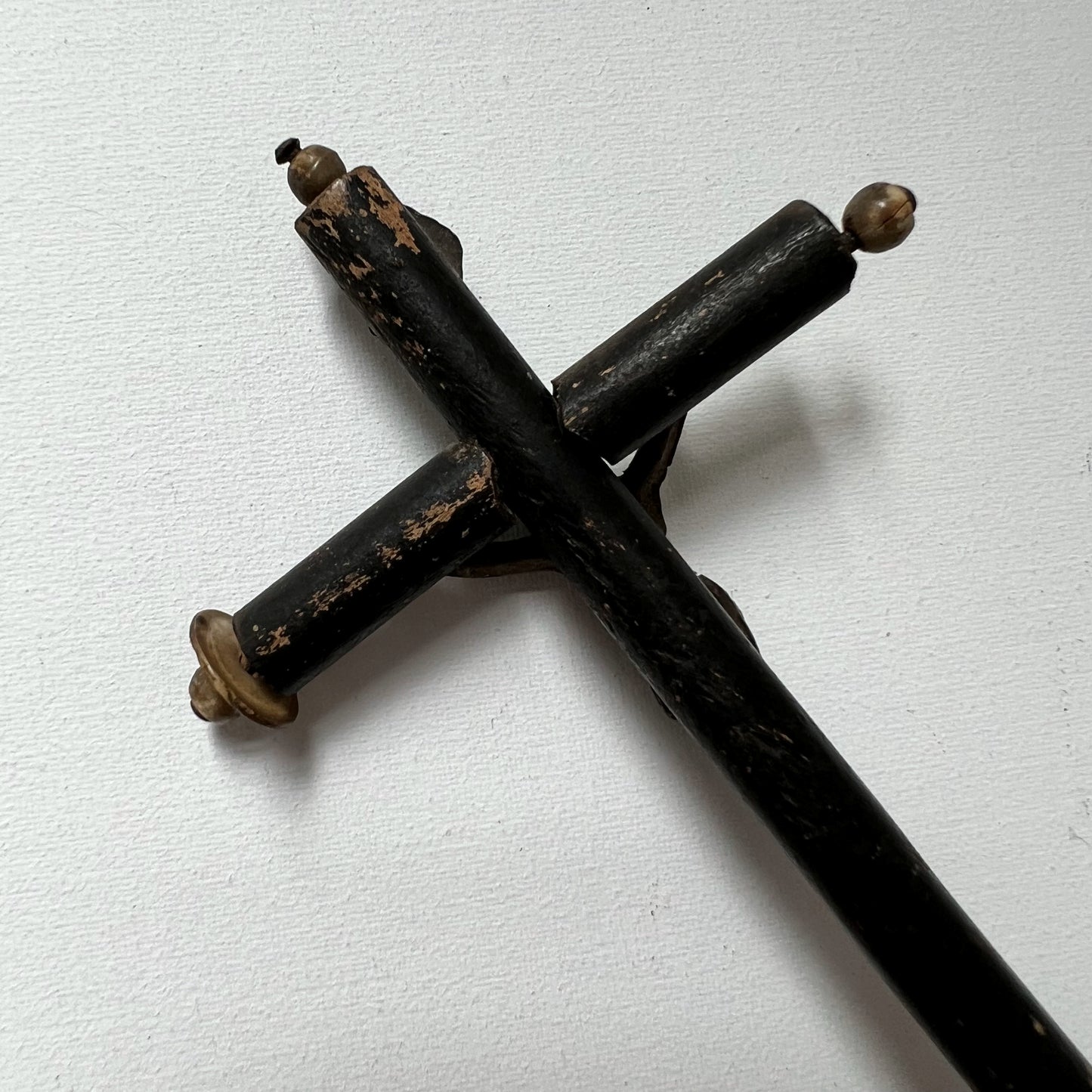【Antique】France 1900s Wood and Metal Cross