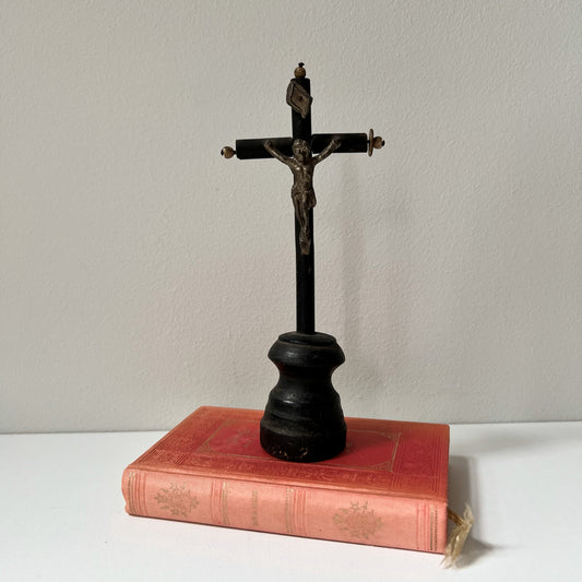 【Antique】France 1900s Wood and Metal Cross