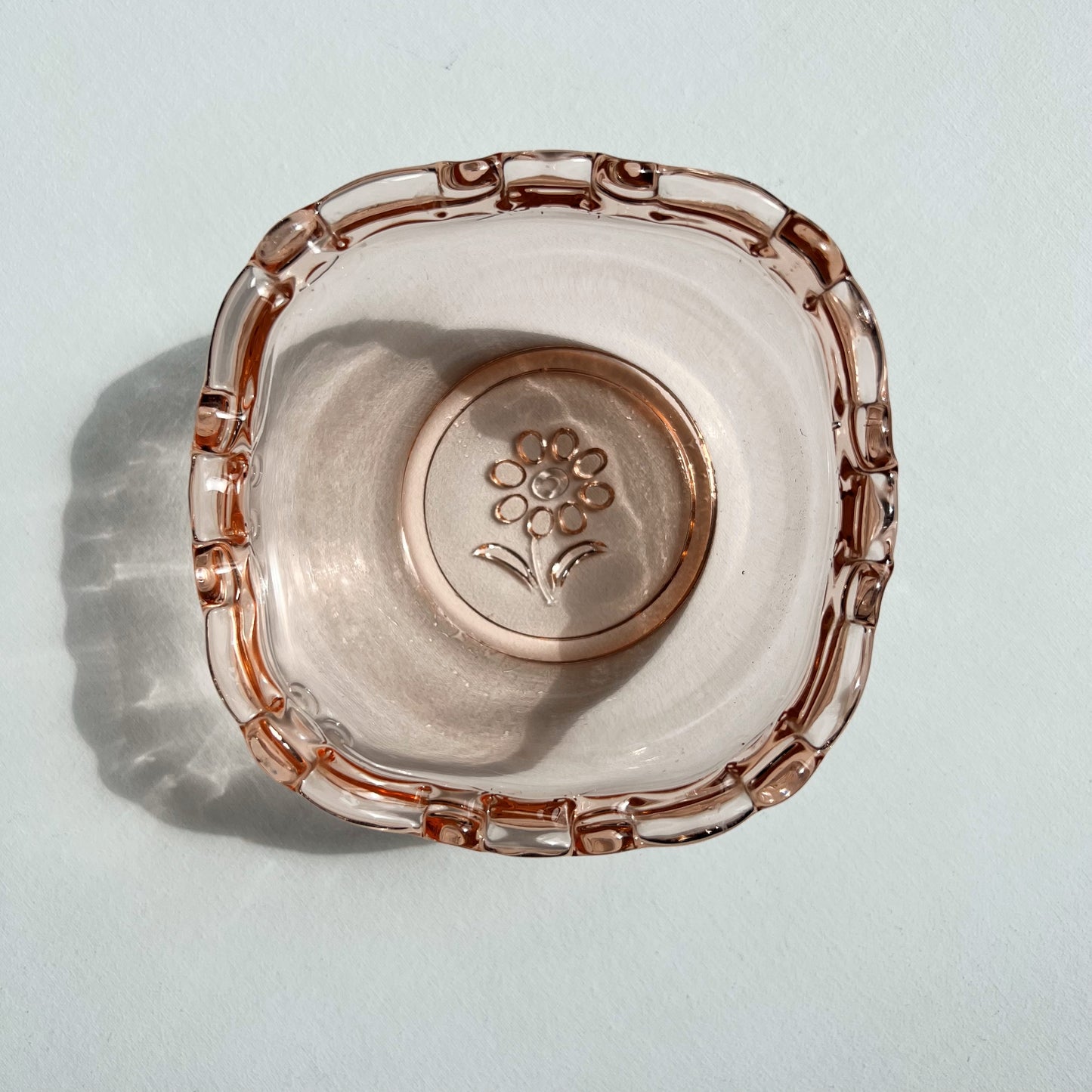 【Vintage】Germany - 1950s Art Deco Pink Glass Tray