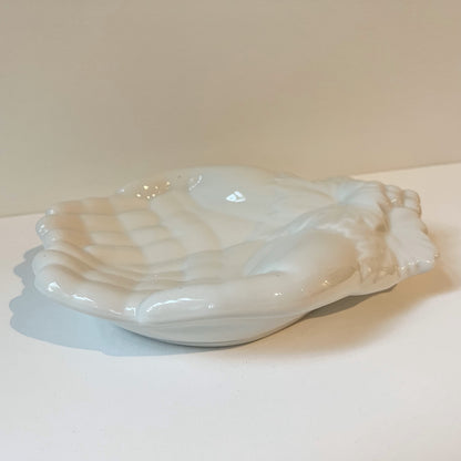 【Vintage】France ‐ 1950s White Pottery Hand Motif Tray
