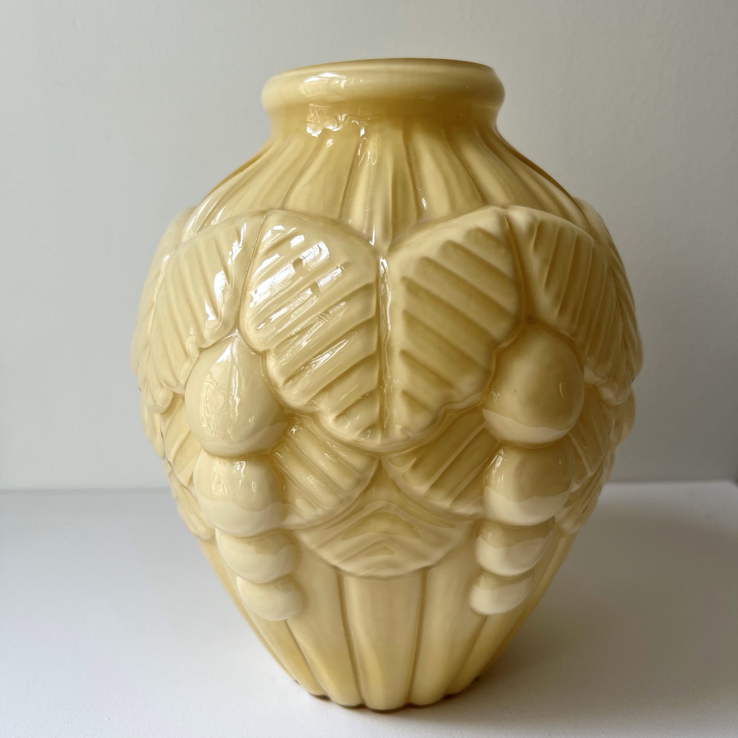 【Vintage】France - Portieux 1930s Brown Milk Glass Art Deco Vase