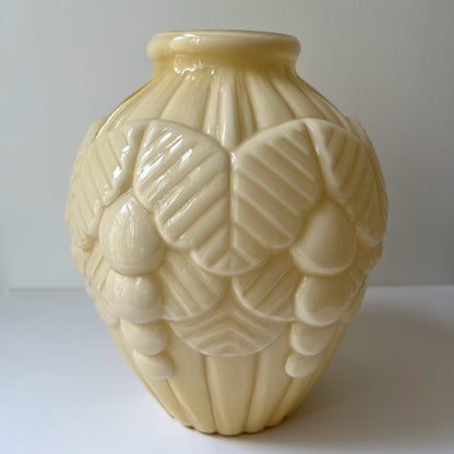 【Vintage】France - Portieux 1930s Brown Milk Glass Art Deco Vase