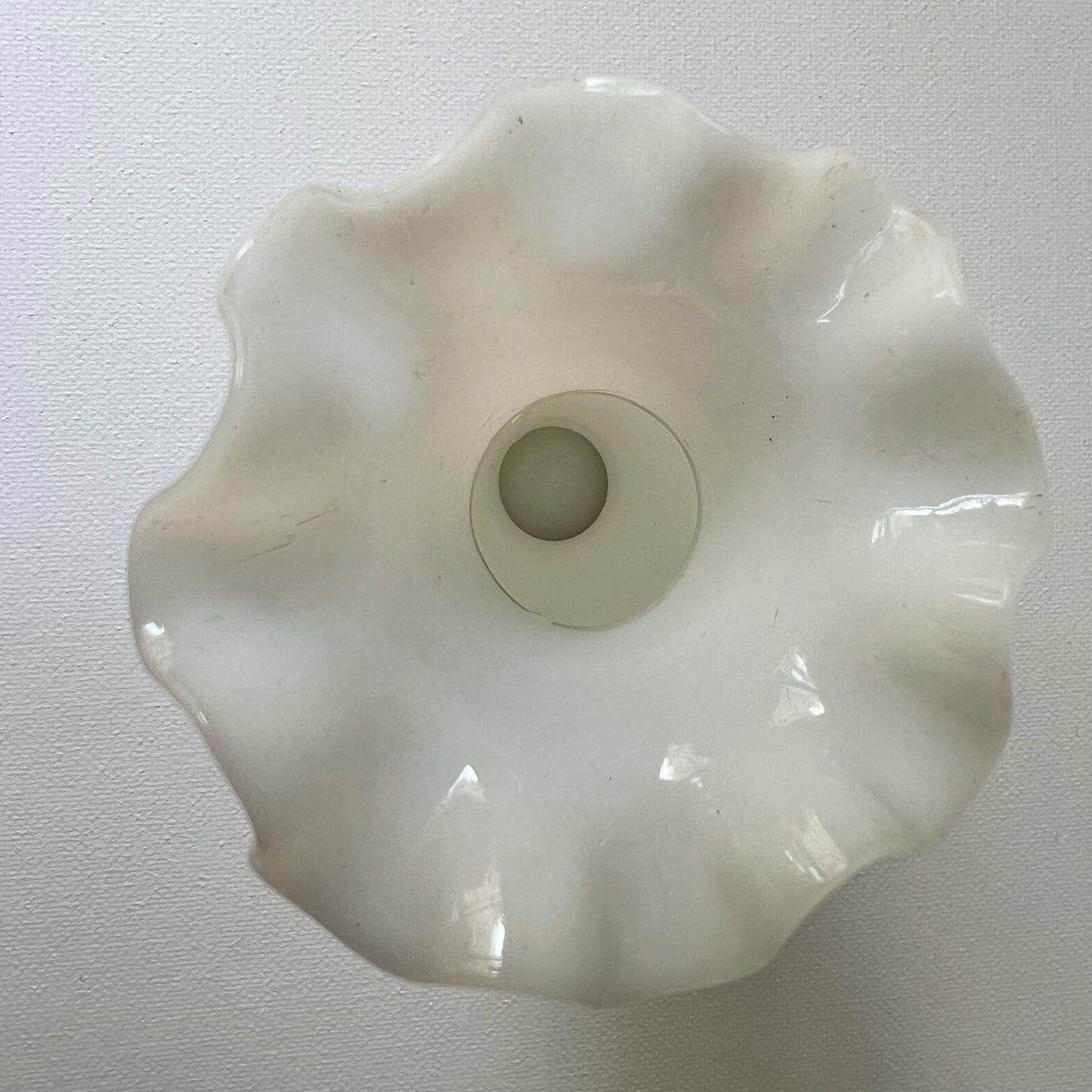 【Antique】France - Portieux 1920s White Milk Glass Acorn Motif Vase