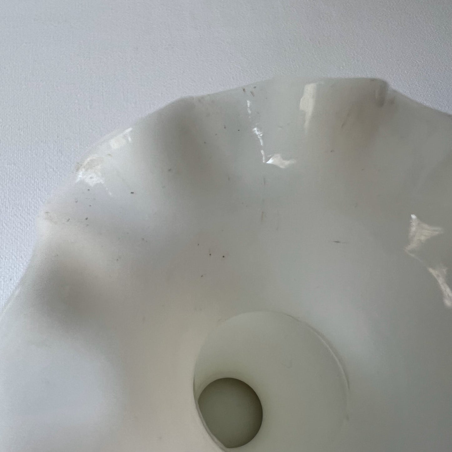 【Antique】France - Portieux 1920s White Milk Glass Acorn Motif Vase