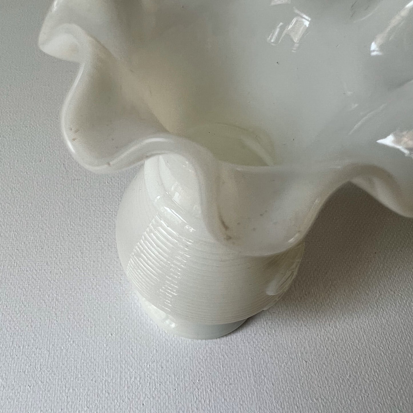 【Antique】France - Portieux 1920s White Milk Glass Acorn Motif Vase