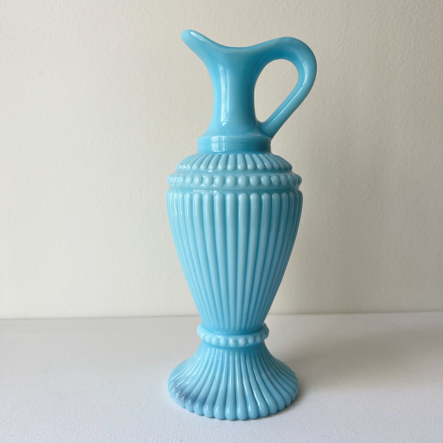 【Antique】France - Portieux 1920s Blue Milk Glass Vase