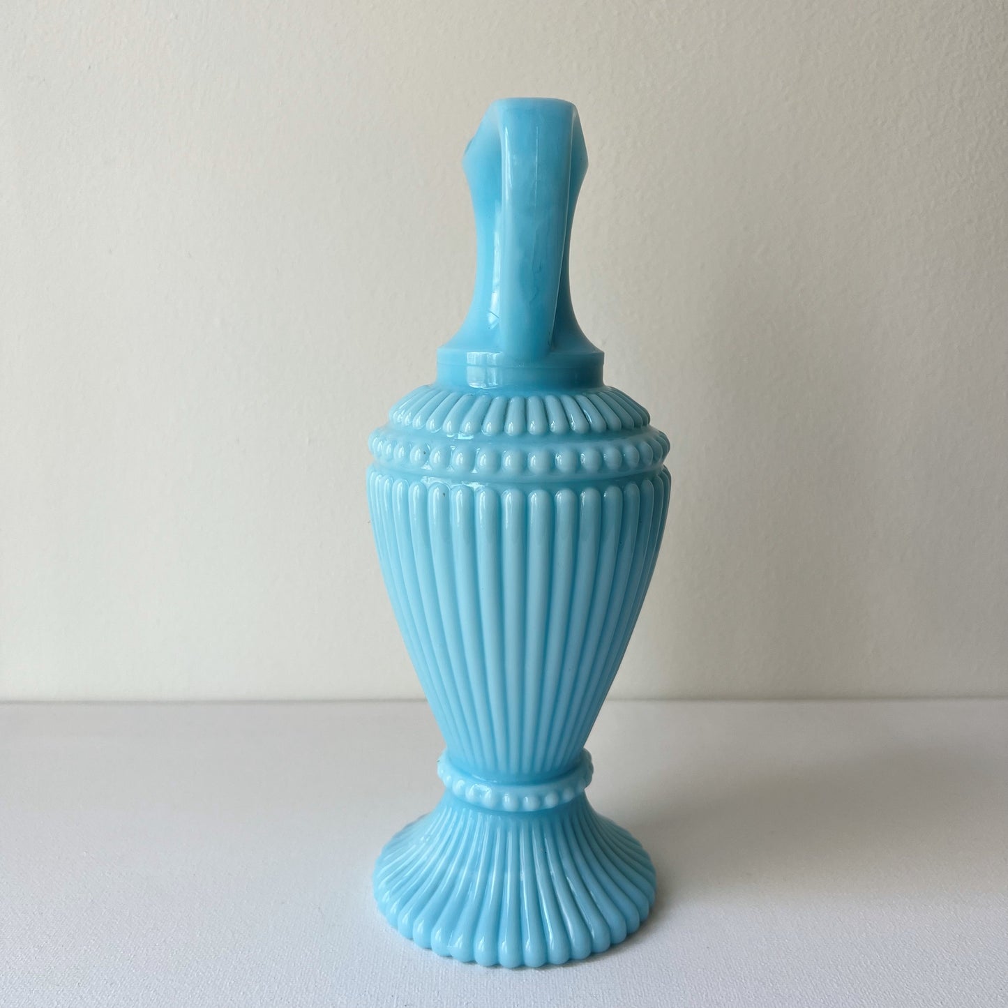 【Antique】France - Portieux 1920s Blue Milk Glass Vase