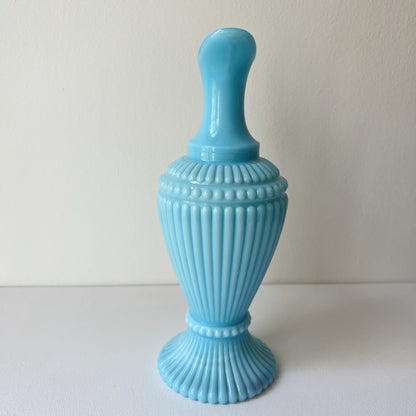 【Antique】France - Portieux 1920s Blue Milk Glass Vase